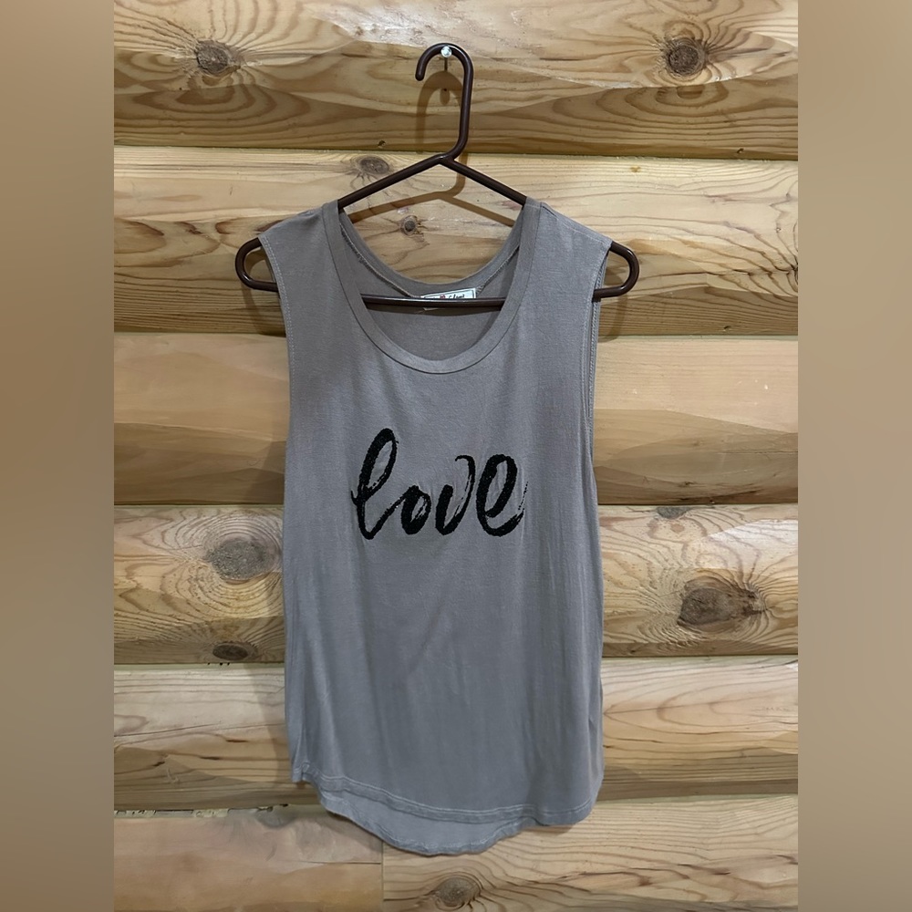 Tank top, “Love” design, tan